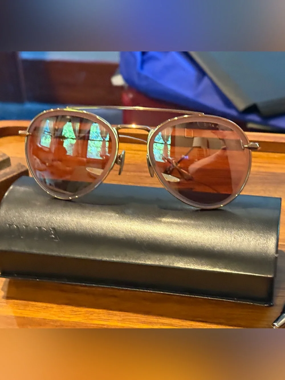 DITA Axial Titanium Rose Gold Aviator Sunglasses